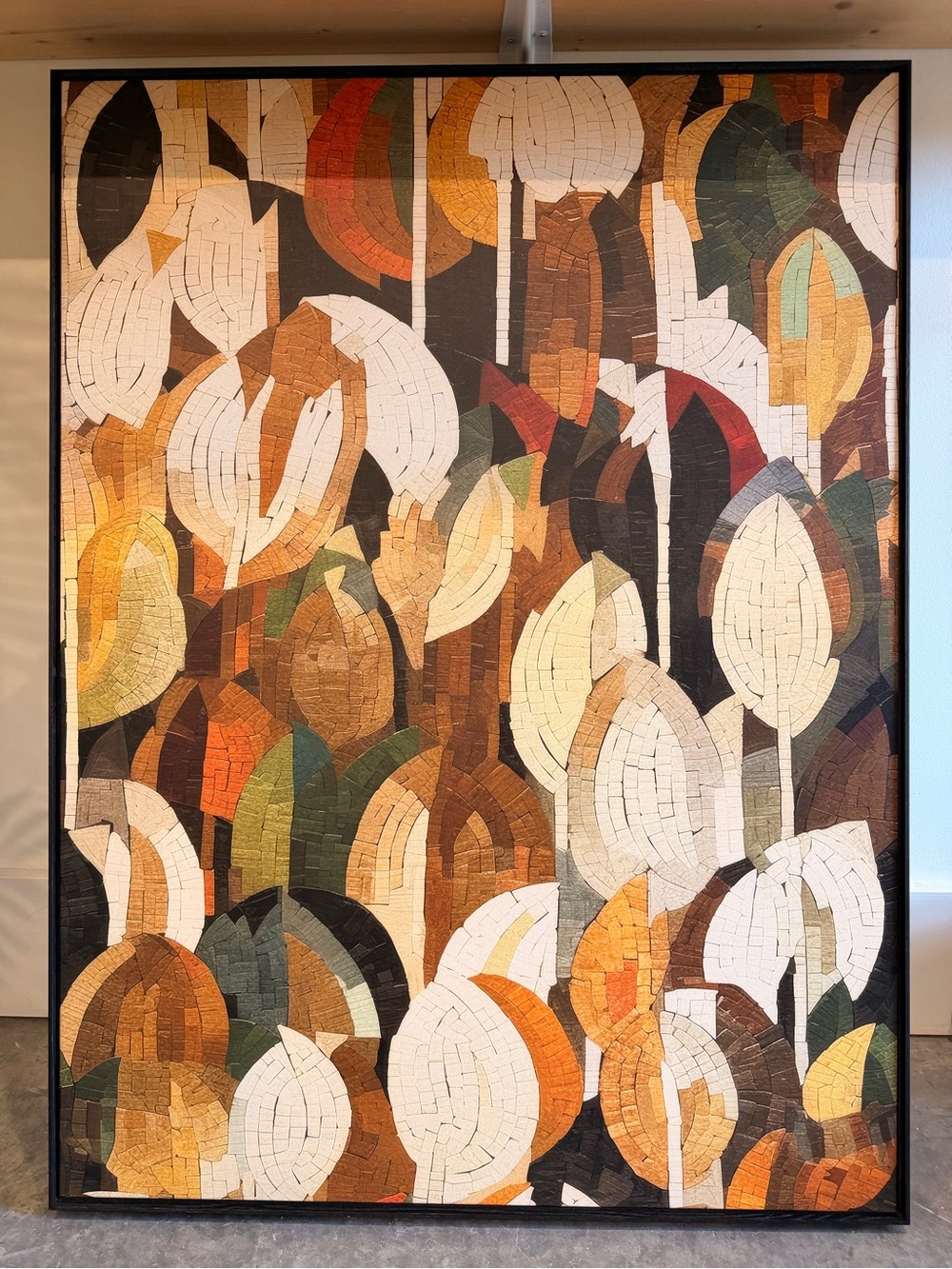 Abstract Leaf Mosaic Wall Art - Neutral & Earth Tone Decorative Print